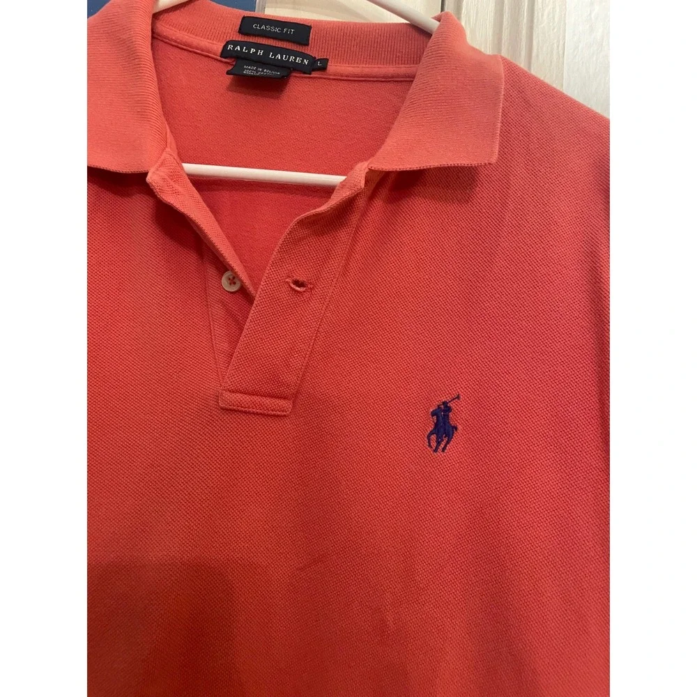 Ralph Lauren Polo Shirt Men L Coral Classic Fit Short Sleeve Pony Logo Preppy